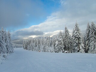 beautiful winter weather in czech krkonose mountains