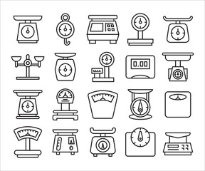 weight scale icon set line vector illustration
