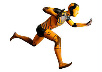 3D Rendering Male Robot on White