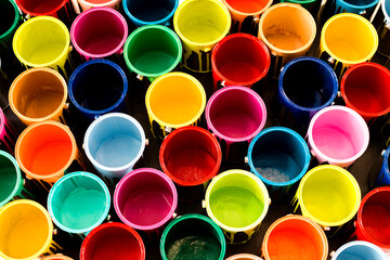 Paint cans color palette stacked