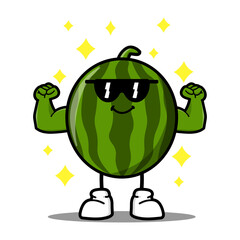 cute watermelon cartoon mascot character
