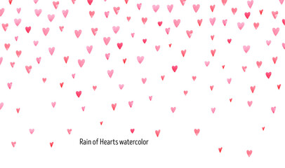 Rain of hearts. Valentines day background, print Valentine’s day. Heart print, romantic background.