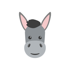 Fototapeta na wymiar Donkey head. Farm animal head in flat style. Vector illustration isolated on white