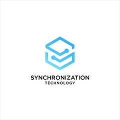 Geometric Synchronization Logo Design,Synergy Vector Illustration
