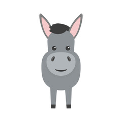 Fototapeta na wymiar Donkey flat character. Cute farm animal. Vector cartoon illustration isolated on white