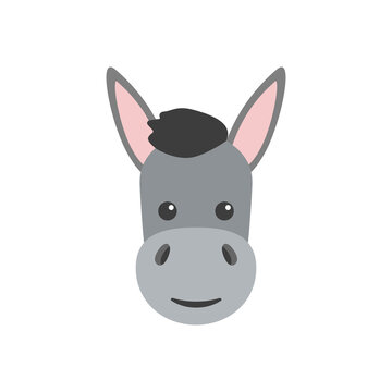 Donkey head. Farm animal head in flat style. Vector illustration isolated on white