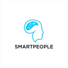 Fototapeta na wymiar smart people head brain logo design vector