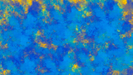 Obraz na płótnie Canvas Blue background with orange counter parts in the shape of clouds