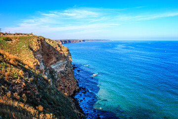 cliffs over the Black sea Bulgaria near cape Kaliakra