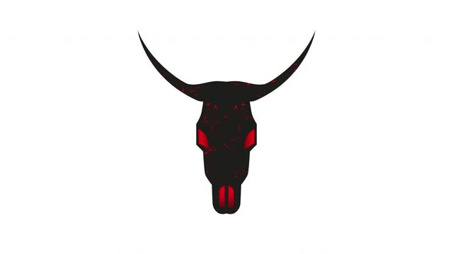 Bull with fire logo for company. Beef bull video animation