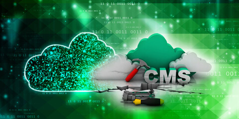 3d rendering cms cloud with tools