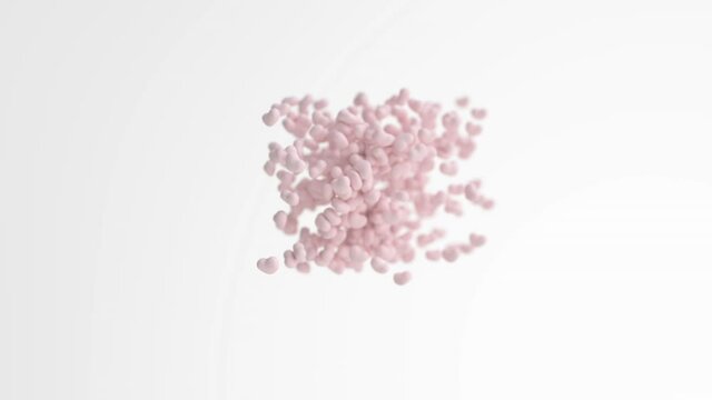 Floating pink hearts. Animation for Valentine's day 