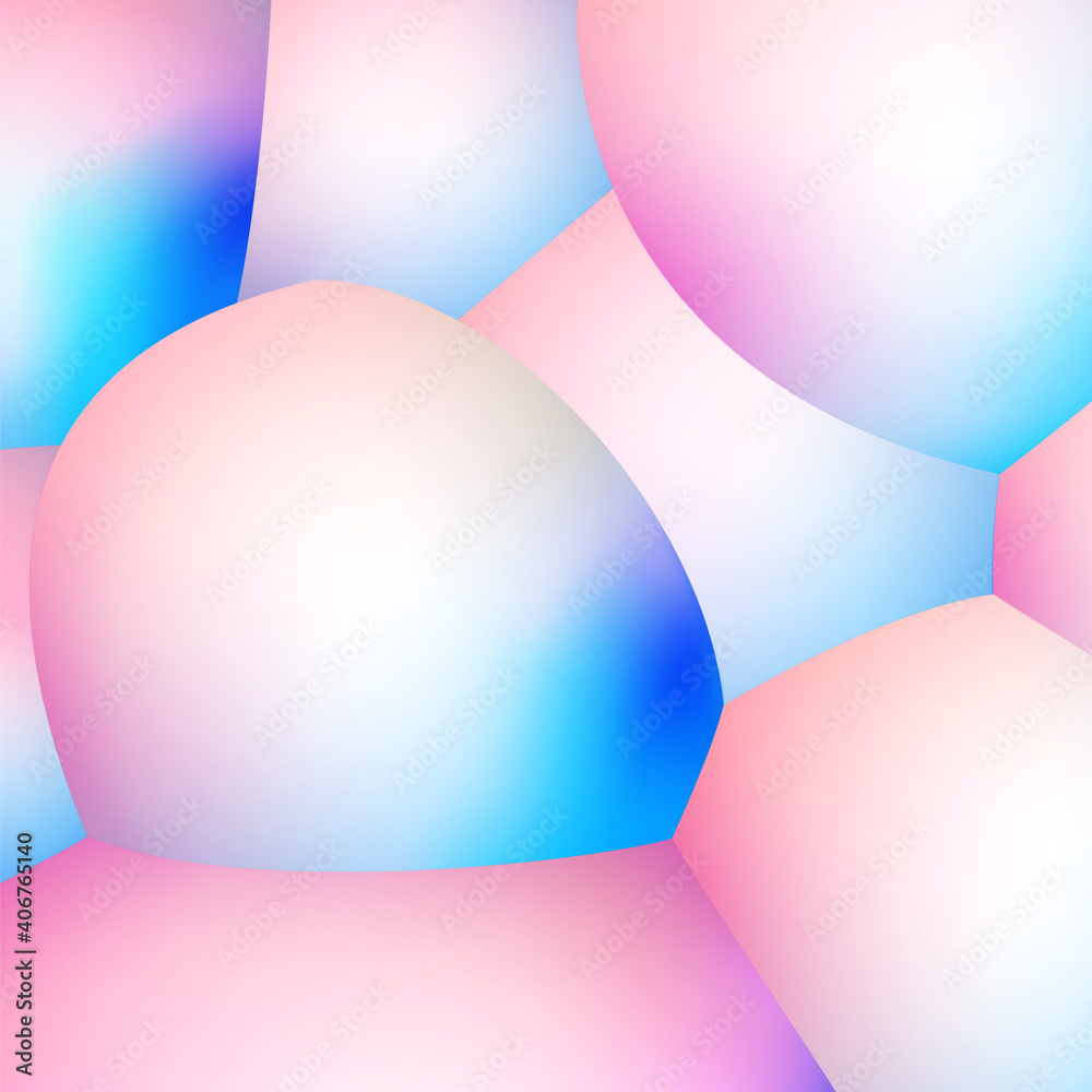 Poster abstract background with pearlescent soft bubbles balls