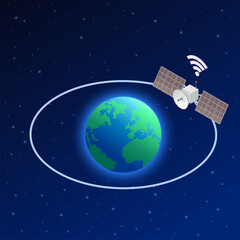 Fototapeta premium Artificial Satellite Isometric Composition