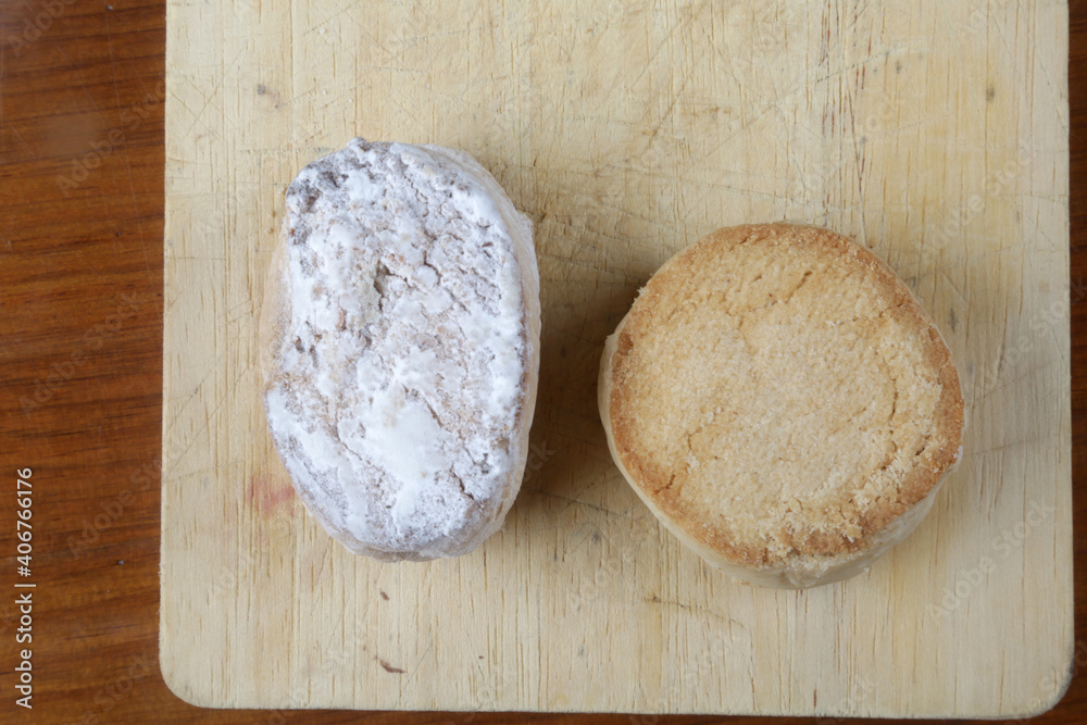 Poster typical spanish christmas cakes known as polvorones