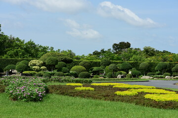 Spring Formal Garden. Beautiful garden of colorful flowers.Landscaped Formal Garden. Park. Beautiful Garden