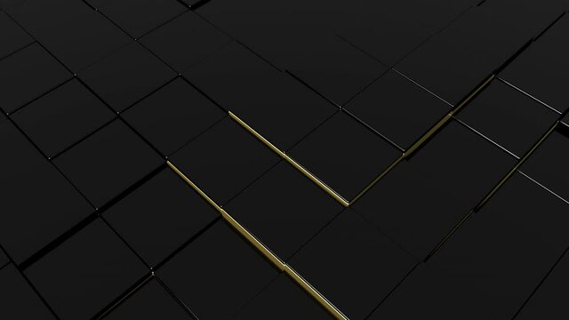 Abstract black cubes motion loop  background. Concept data technology. 