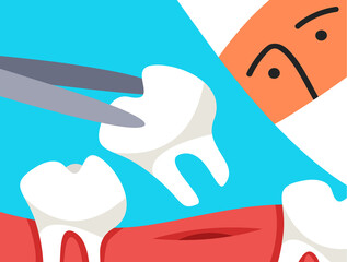 The dentist holding the extracted tooth in a forceps. Prevention of oral cavity treatment.