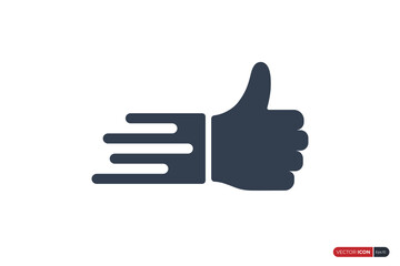 Hand Thumb Up Icon isolated on White Background. Like Symbol. Usable for Social Media Button. Flat Vector Icon Design Template Element.