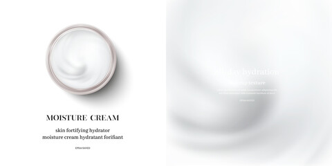 moisturizing cream or swirl cosmetic cream, top view vector.