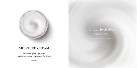 moisturizing cream or swirl cosmetic cream, top view vector.