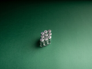 Glass vials in which the liquid with the vaccine are alone