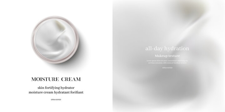 moisturizing cream or swirl cosmetic cream, top view vector.