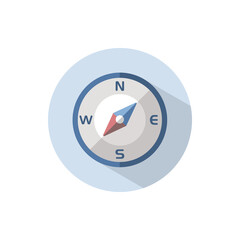 Compass south west direction. Flat icon on a circle. Weather vector illustration