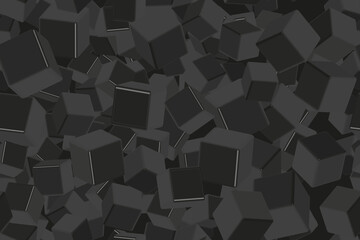 Black Cubes Seamless Pattern, 3D Illustration