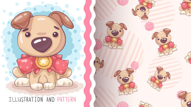 Dog with medal - seamless pattern
