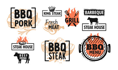 BBQ emblem set for menu and cafe