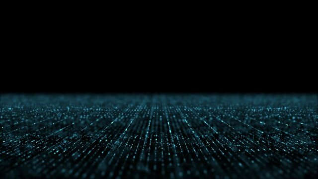 Futuristic digitally generated motion abstract particles matrix cyber environment of big data analytic artificial intelligent simulation, loop video for digital background
