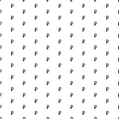 Square seamless background pattern from geometric shapes. The pattern is evenly filled with black ruble symbols. Vector illustration on white background