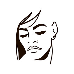 Fashion portrait  girl model. Vector illustration on white background. 