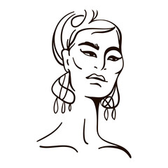 Fashion portrait of asian girl model. Vector illustration on white background. 