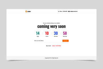 Vector illustration coming soon landing page UI elements. Countdown timer or time remaining display. Template of count days, hours, minutes and seconds