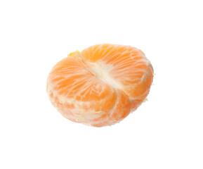 Halved fresh tangerine isolated on white. Citrus fruit