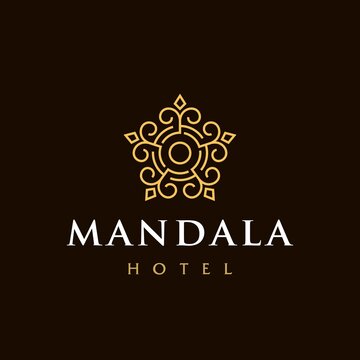 mandala flower design, swirl logo icon sign vector design. Elegant premium ornament symbol line lineat art style
