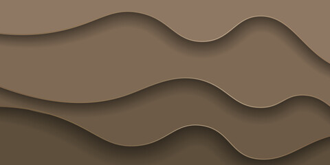 Luxury design with golden waves and natural background. abstract brown wavy background in paper cut-out style. brave Earth - color 2021. vector illustration, eps