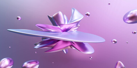 Futuristic abstract background of beautiful pink and violet neon objects 3d render illustration