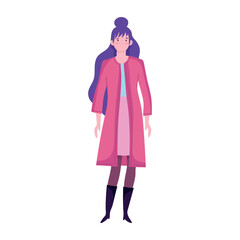business woman character with pink jacket flat isolated design