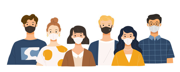 people wearing face mask for virus protection. Healthy lifestyle. Coronavirus outbreak concept.