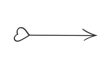 Hand drawn arrow in doodle style. Cute direction indicator. Isolated object on a white background.
