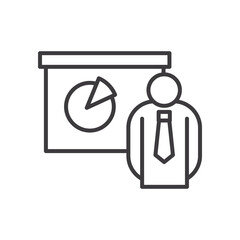 Businessman avatar with pie chart vector design