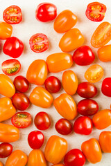Cherry tomatoes on the white background