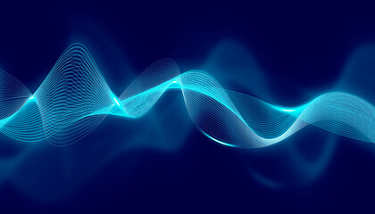 Data technology abstract futuristic illustration. wave lines from blue dots