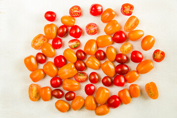 Cherry tomatoes on the white background
