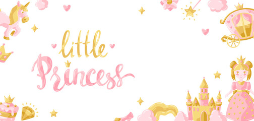 Princess party items background.
