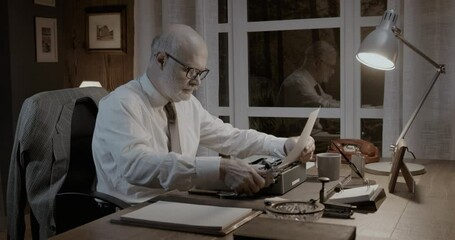 Professional writer working in his vintage style office