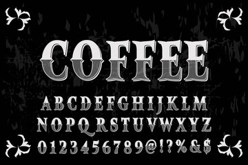 Naklejka premium vintage typeface vector design, alphabet font, black style